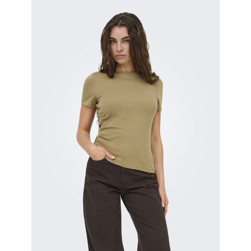 JDY Catie Kortærmet Asymmetrisk top - Petrified Oak