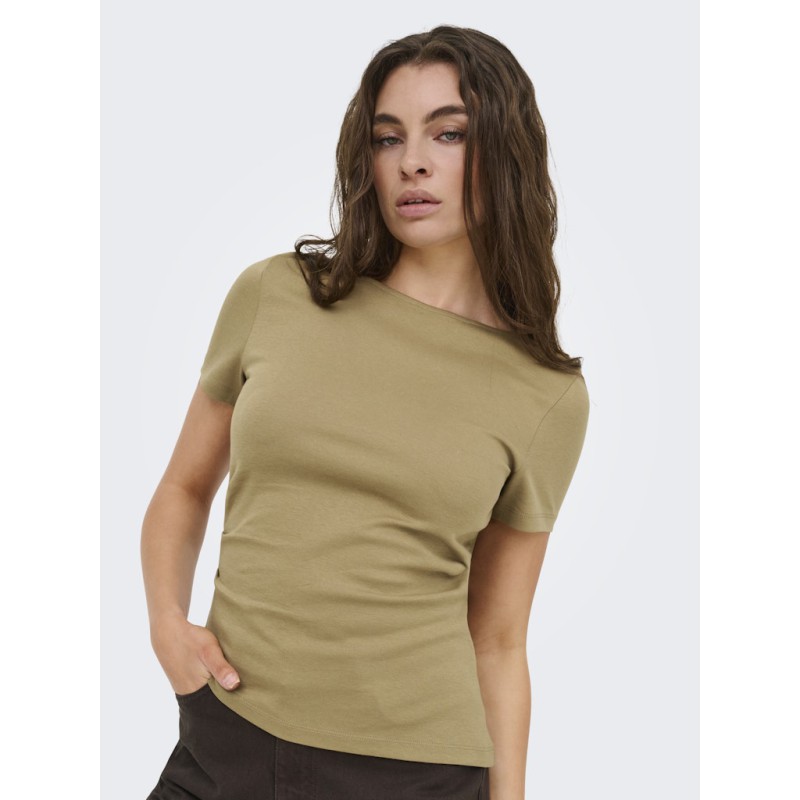 JDY Catie Kortærmet Asymmetrisk top - Petrified Oak