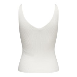 JDY Nanna S/L Broderet Strik Top - Cloud Dancer / Forget me not