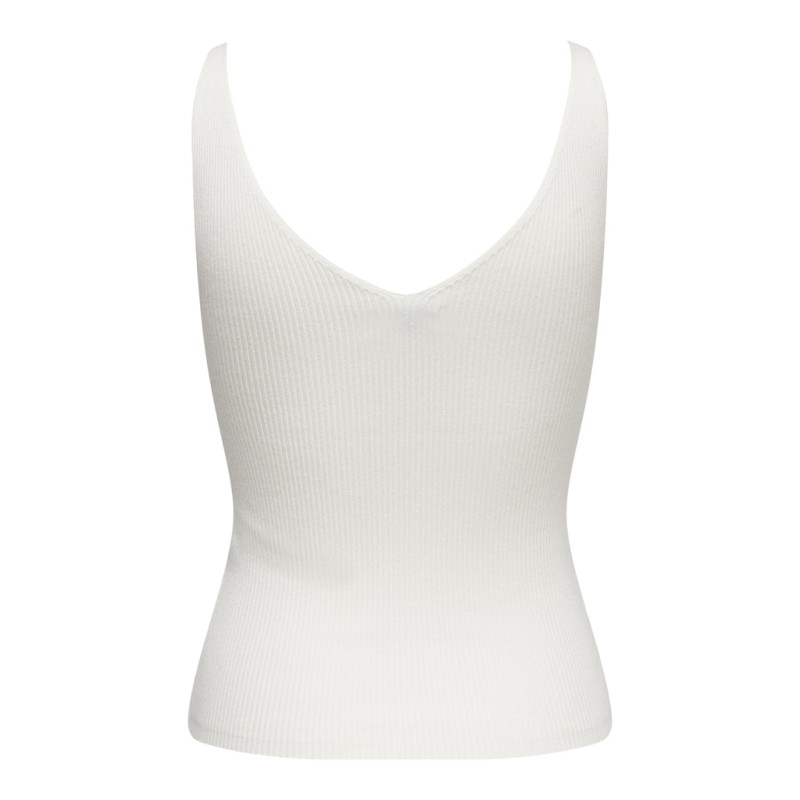 JDY Nanna S/L Broderet Strik Top - Cloud Dancer / Forget me not