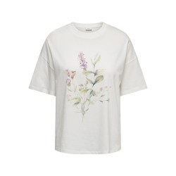 JDY Ninna Kortærmet Oversize Print T-shirt - Cloud Dancer / Art Fleur