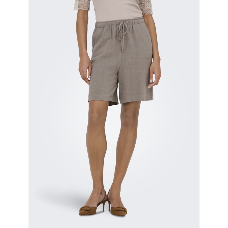 ONLY Siesta MW Pull-up Hør Shorts - Walnut