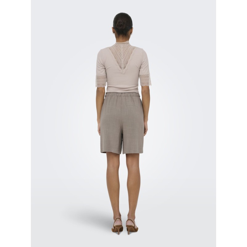 ONLY Siesta MW Pull-up Hør Shorts - Walnut