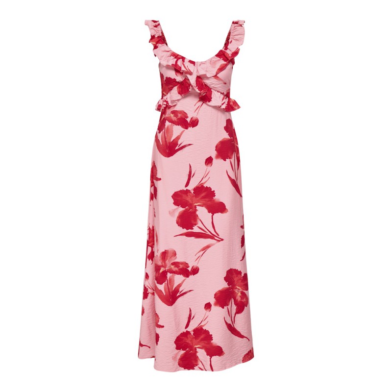 ONLY Hyaci S/L Flæse Lang Kjole - Pink Icing