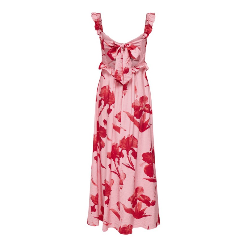 ONLY Hyaci S/L Flæse Lang Kjole - Pink Icing