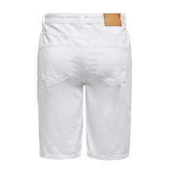 ONLY Sonny Højtaljede Brede Denim Shorts - Hvid