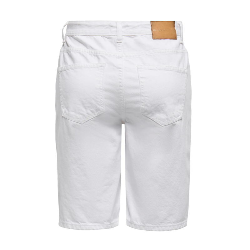 ONLY Sonny Højtaljede Brede Denim Shorts - Hvid