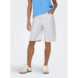 ONLY Sonny Højtaljede Brede Denim Shorts - Hvid