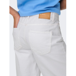 ONLY Sonny Højtaljede Brede Denim Shorts - Hvid