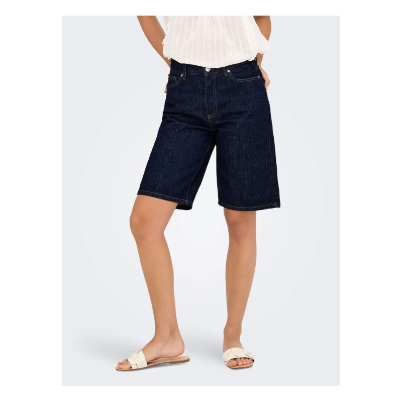 ONLY Sonny Højtaljede Brede Denim Shorts - Dark Blue Denim / Rinse