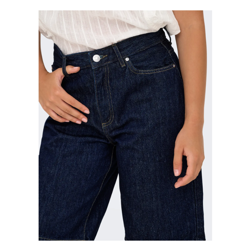 ONLY Sonny Højtaljede Brede Denim Shorts - Dark Blue Denim / Rinse