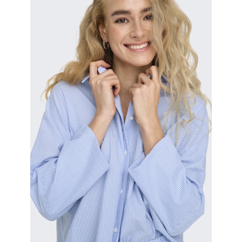 ONLY Augusta Stribet Shorts - Cloud Dancer / Blue Stripes