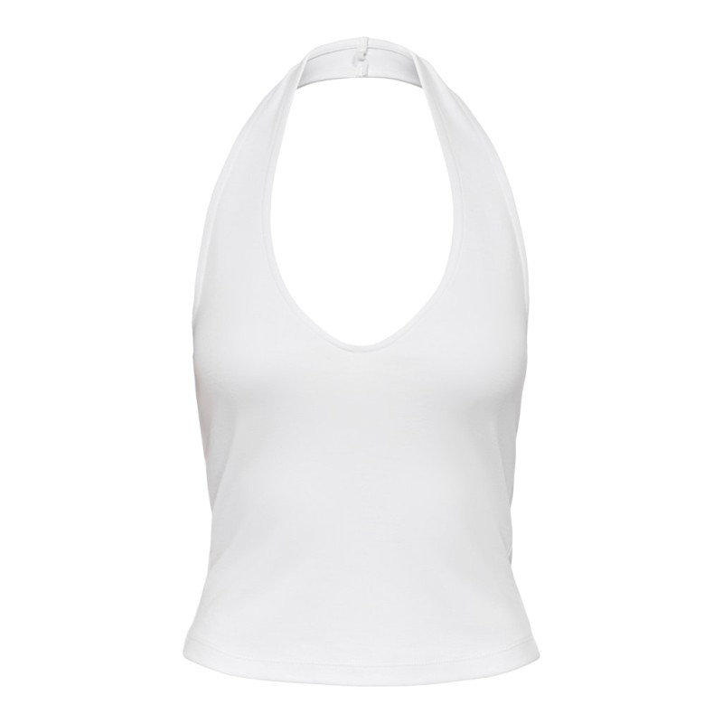 ONLY Malia S/L Halterneck Top - Bright White
