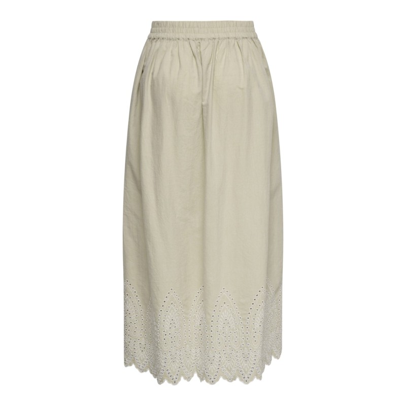 ONLY Tulum Broderi Anglaise Maxi Nederdel - Olive Gray