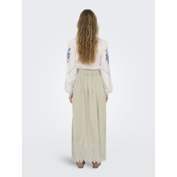 ONLY Tulum Broderi Anglaise Maxi Nederdel - Olive Gray