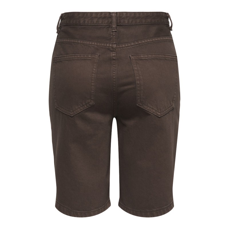 ONLY Sonny Højtaljede Brede Denim Shorts - Dark Brown Denim