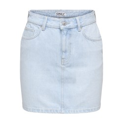 ONLY Stella Kort Denim Nederdel - Light Blue Denim