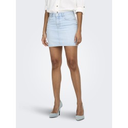ONLY Stella Kort Denim Nederdel - Light Blue Denim