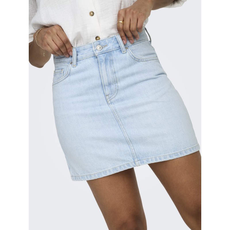 ONLY Stella Kort Denim Nederdel - Light Blue Denim