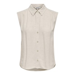 ONLY Siesta Ærmeløs Hør Skjorte - Moonbeam