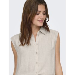 ONLY Siesta Ærmeløs Hør Skjorte - Moonbeam