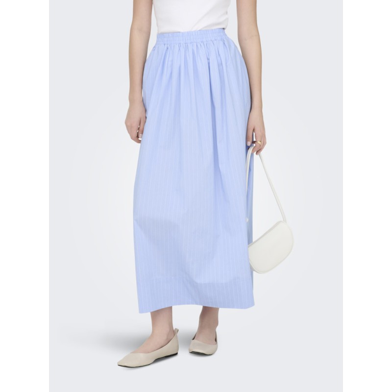 JDY Mio Højtaljede Midi Nederdel - Cashmere Blue / Cloud Dancer