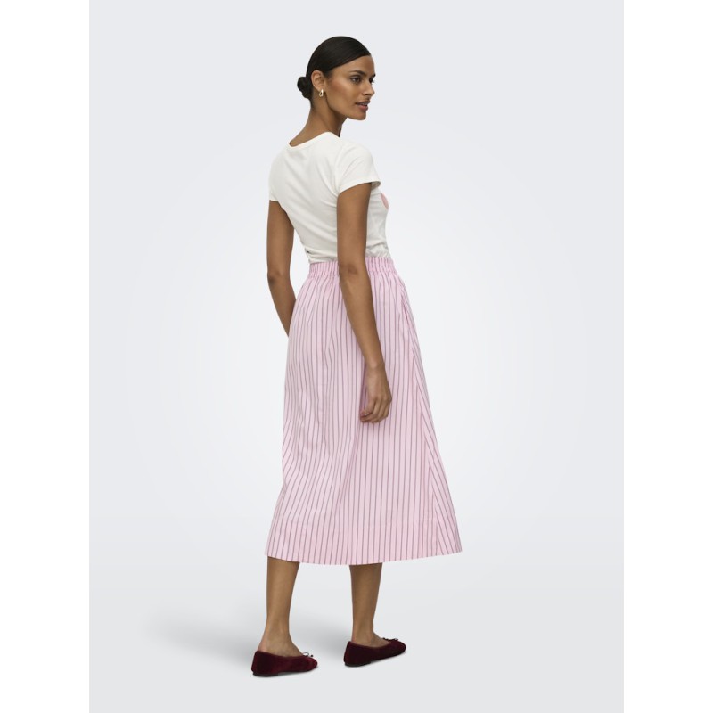 JDY Mio Højtaljede Midi Nederdel - Chalk Pink / Fig