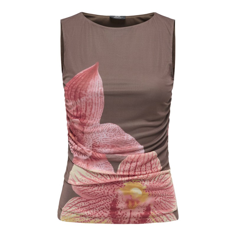 JDY Lea Mesh Rouching Top - Bracken