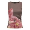 JDY Lea Mesh rouching top - Bracken