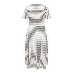 ONLY CARMAKOMA Bloom Kortærmet Maxi Kjole - Cloud Dancer