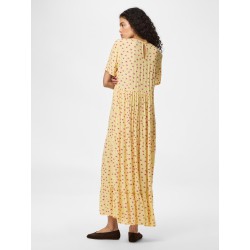 PIECES Evie Kortærmet Ankel Kjole - French Vanilla