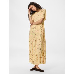 PIECES Evie Kortærmet Ankel Kjole - French Vanilla