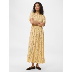 PIECES Evie Kortærmet Ankel Kjole - French Vanilla