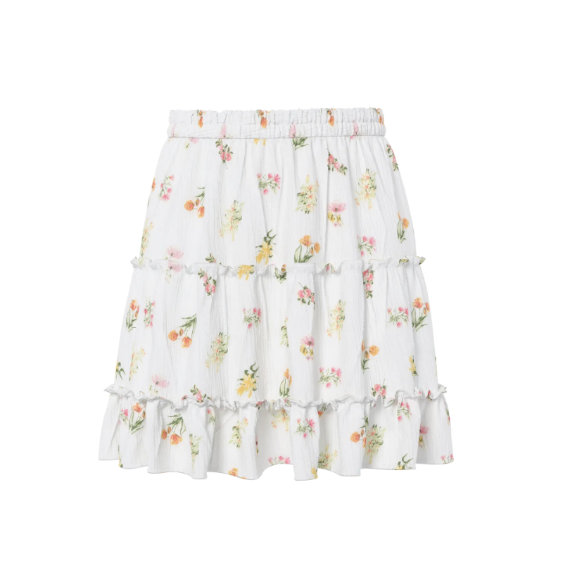 PIECES Emma Højtaljede Kort Nederdel - Bright White