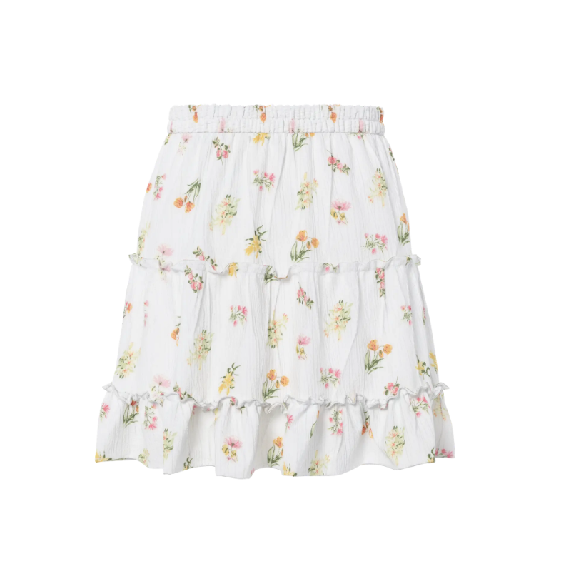 PIECES Emma Højtaljede Kort Nederdel - Bright White