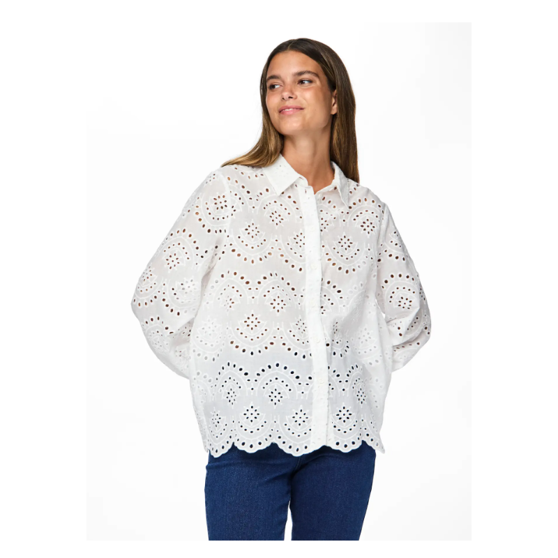 PIECES Vilde Langærmet Skjorte - Bright White