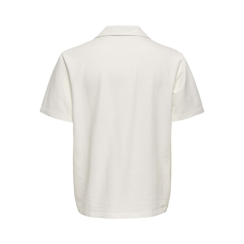 ONLY & SONS Kian Seersucker Kortærmet Skjorte - Cloud Dancer