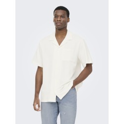 ONLY & SONS Kian Seersucker Kortærmet Skjorte - Cloud Dancer