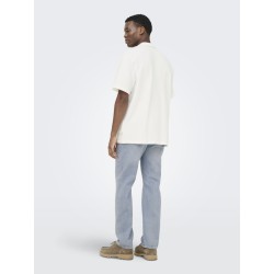 ONLY & SONS Kian Seersucker Kortærmet Skjorte - Cloud Dancer