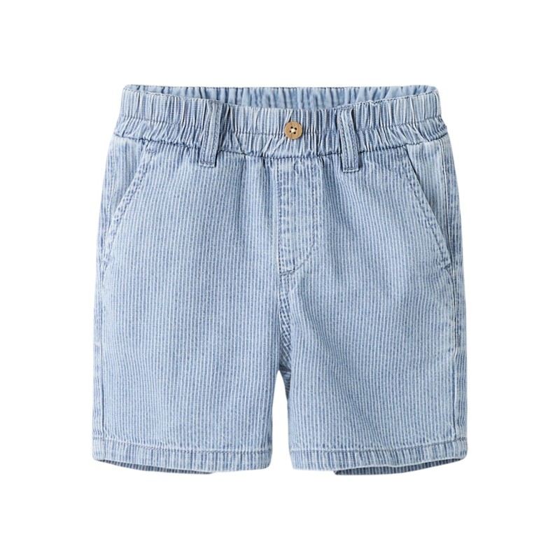 NAME IT Mini Ryan Stribet Denim Shorts - Light Blue Denim