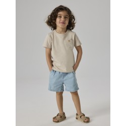 NAME IT Mini Ryan Stribet Denim Shorts - Light Blue Denim