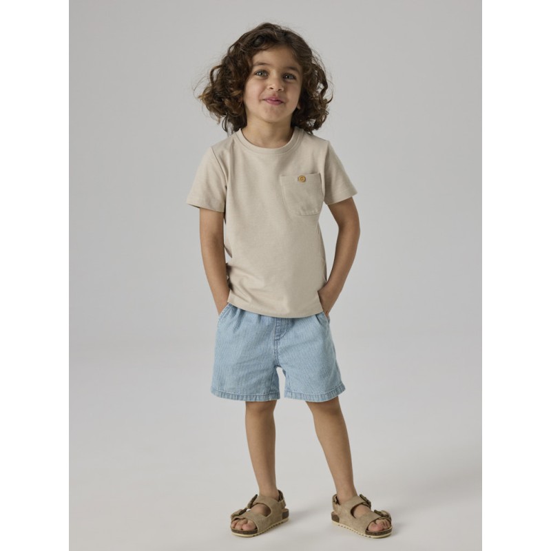 NAME IT Mini Ryan Stribet Denim Shorts - Light Blue Denim