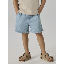 NAME IT Mini Ryan Stribet Denim Shorts - Light Blue Denim