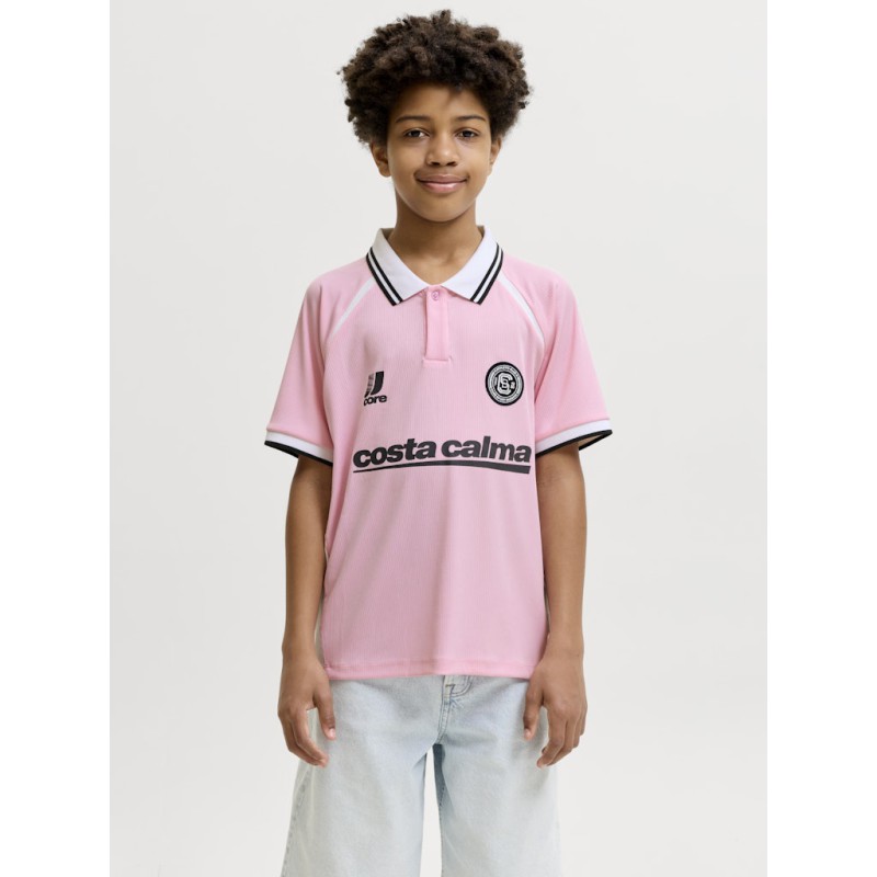 JACK & JONES Junior Club Ribbede S/S Løs Football Polo - Sweet Lilac