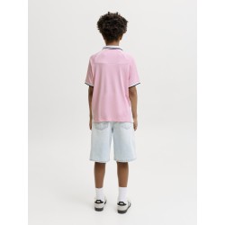 JACK & JONES Junior Club Ribbede S/S Løs Football Polo - Sweet Lilac