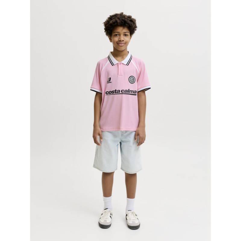 JACK & JONES Junior Club Ribbede S/S Løs Football Polo - Sweet Lilac