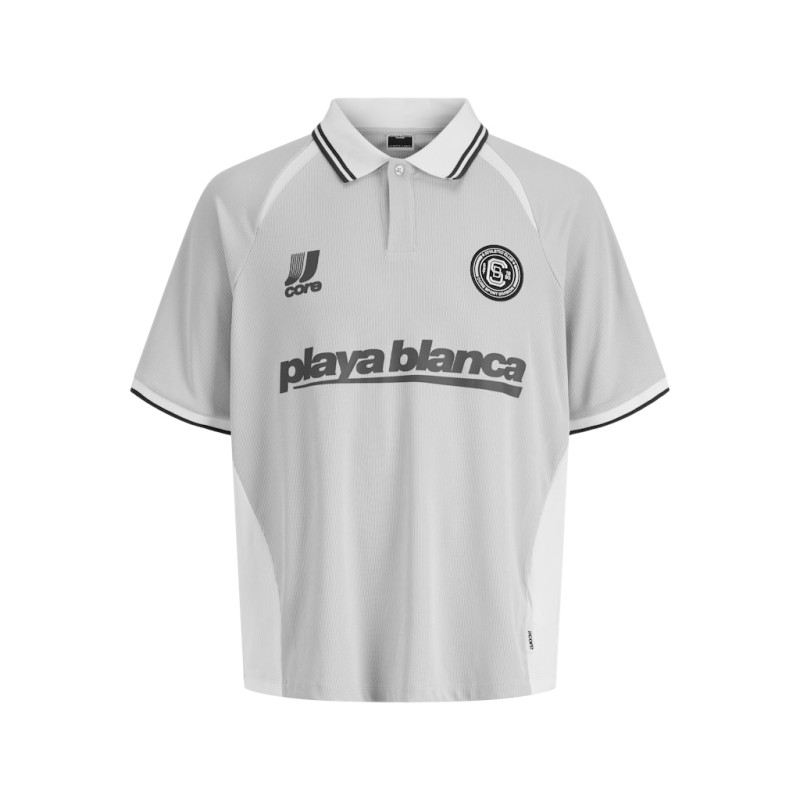 JACK & JONES Junior Club Ribbede S/S Løs Football Polo - Vapor Blue