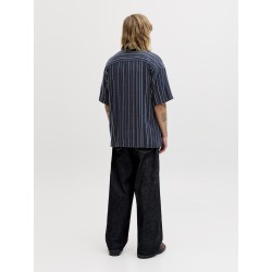 JACK & JONES Bradley kortærmet stribet skjorte - Navy Blazer