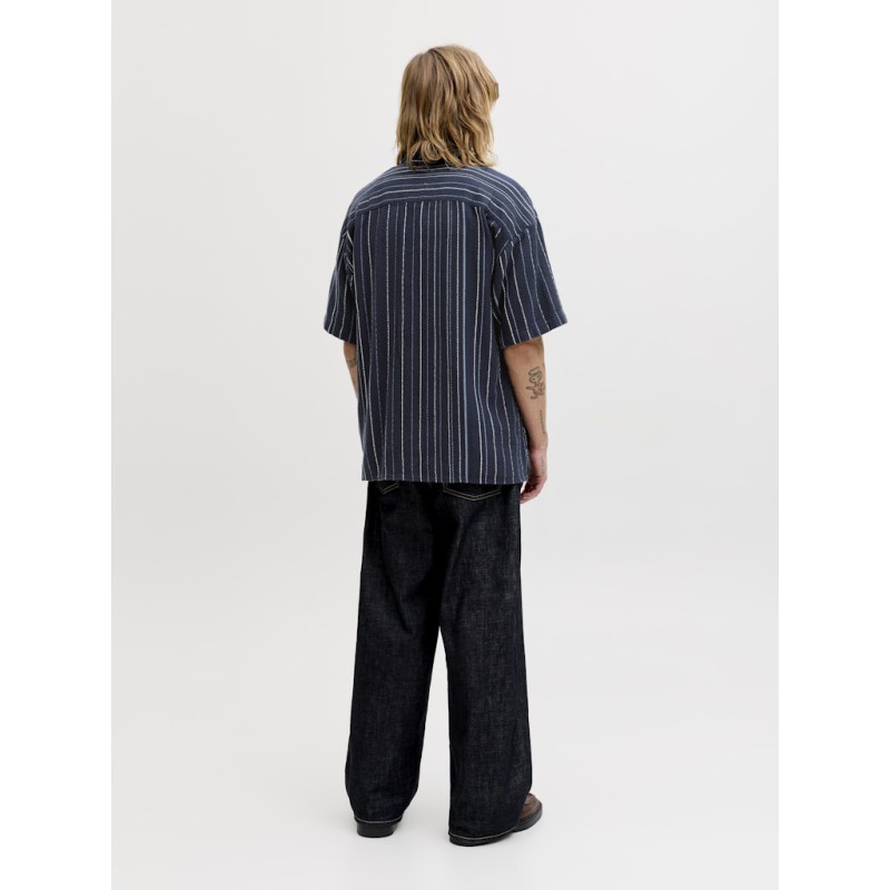 JACK & JONES Bradley kortærmet stribet skjorte - Navy Blazer