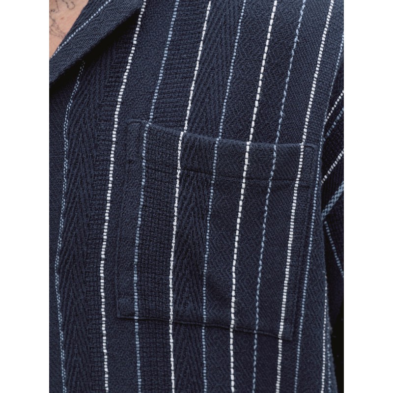 JACK & JONES Bradley kortærmet stribet skjorte - Navy Blazer